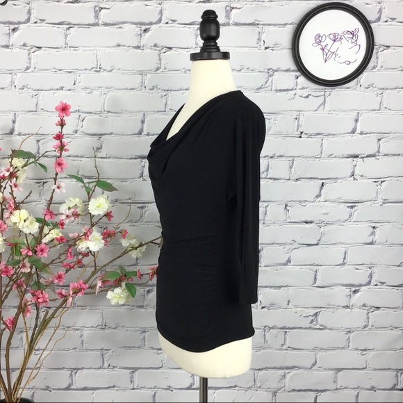 WHBM Drape Neck Ruched Sides Jersey Top - Picture 4 of 5